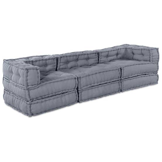 Canapé modulaire tissu gris 210 x 70 x 56 cm - PANGIVO - Image 1