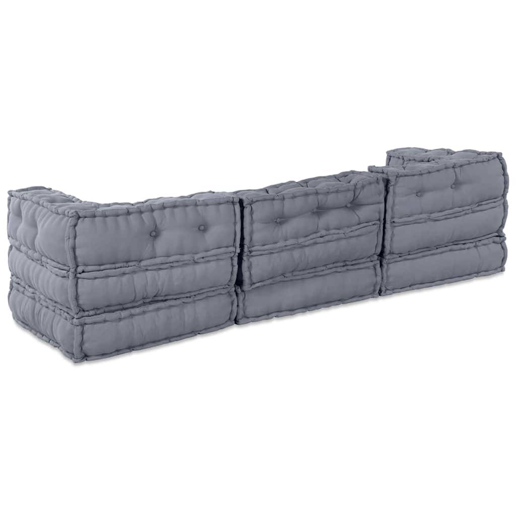Canapé modulaire tissu gris 210 x 70 x 56 cm - PANGIVO - Image 9