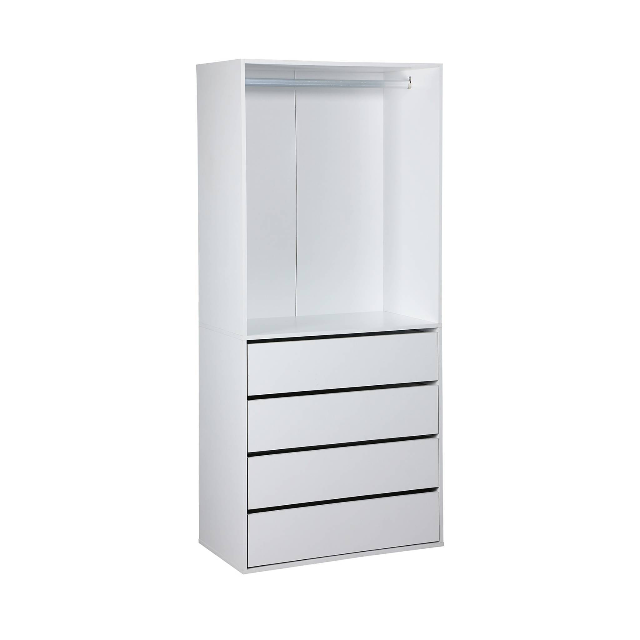 Module dressing avec 4 tiroirs et 1 penderie blanc. panneaux stratifiés | sweeek - Image 2