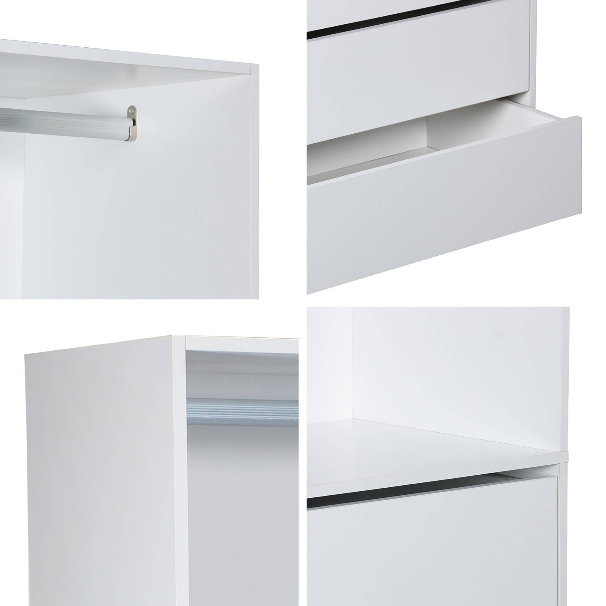 Module dressing avec 4 tiroirs et 1 penderie blanc. panneaux stratifiés | sweeek - Image 6