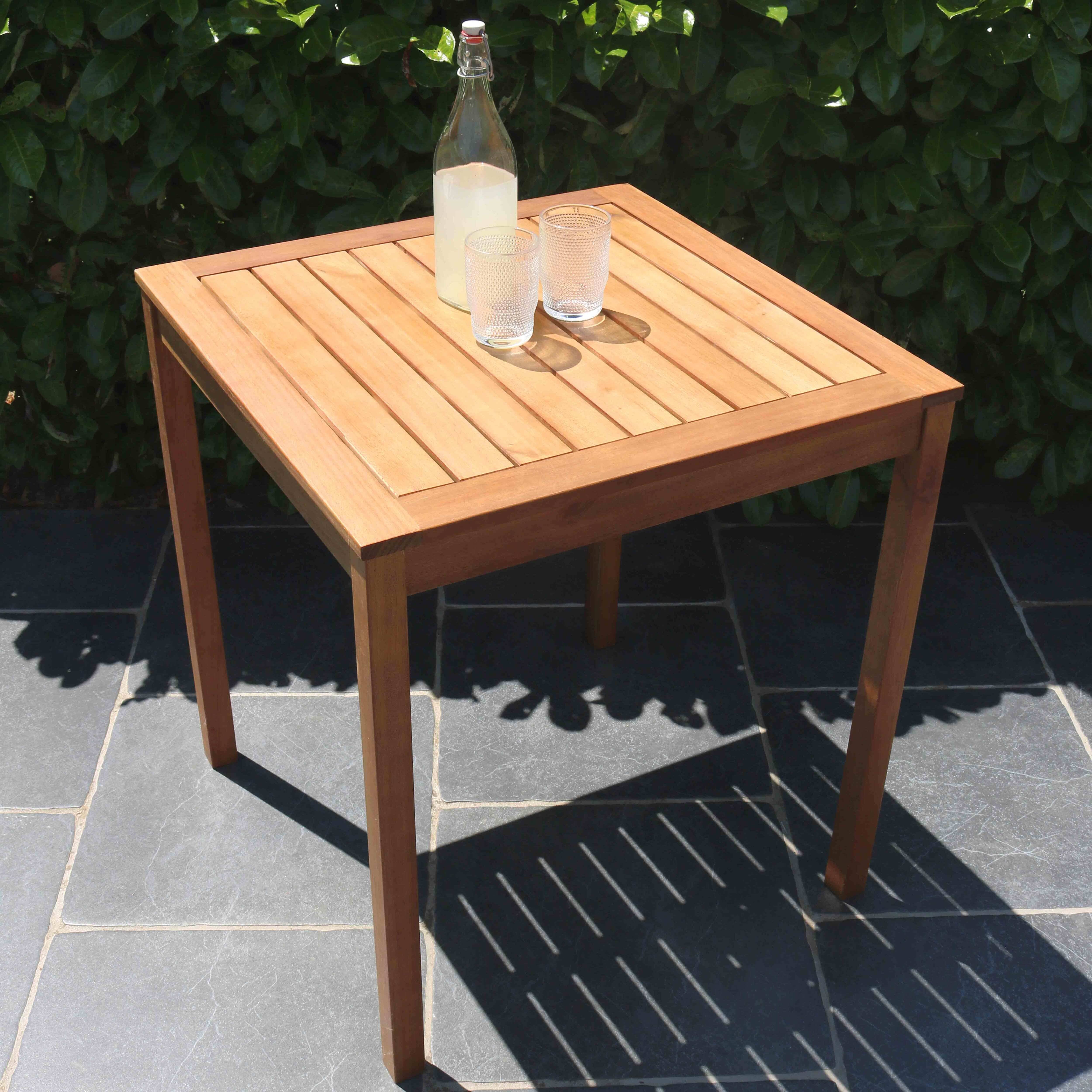 Oviala - Table bistrot carrée en bois d'eucalyptus Sete - Oviala - Image 2