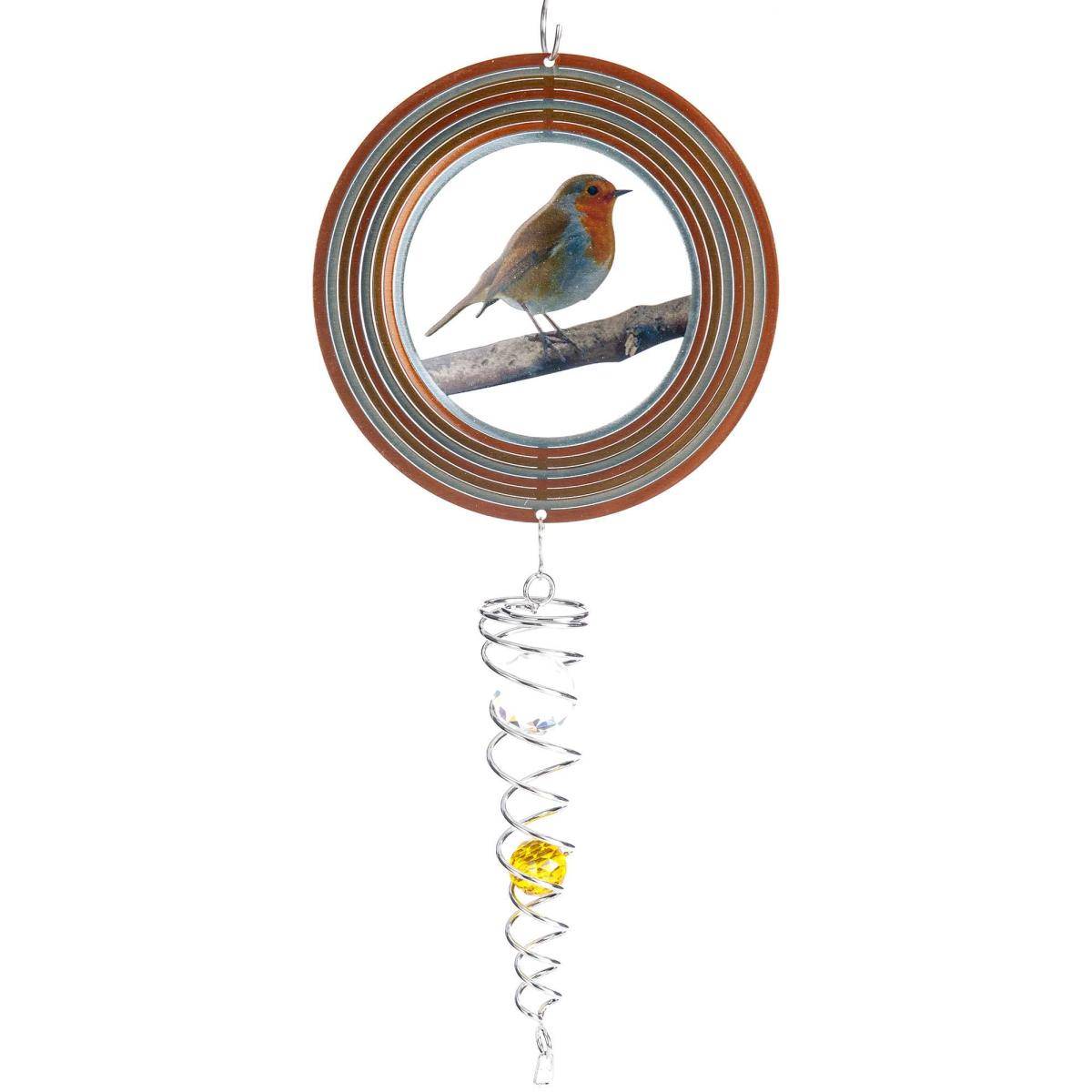 Mobile à vent original Crystal Tail Rouge-gorge Spin-Art Spinners