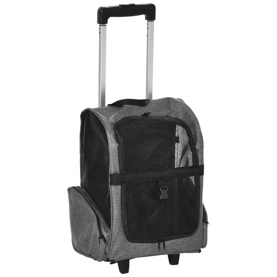 Sac à dos à roulettes pour chien chat Tissu Oxford Acier 2 en 1 42x25x55 cm Gris - ComfortXL Outdoor Living - Image 2