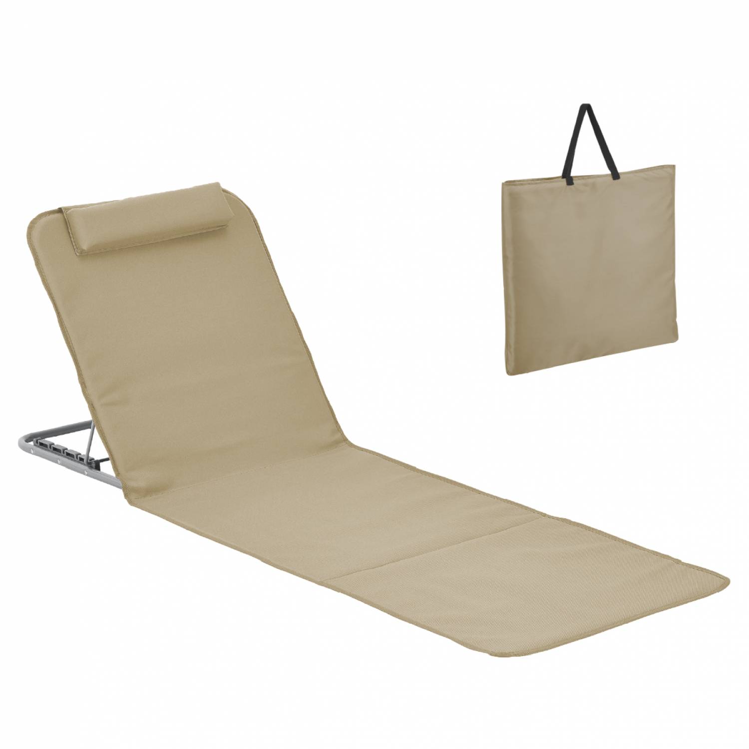 Linxor - Matelas, transat, tapis de plage avec dossier inclinable et sac de transport - Beige - Linxor - Image 1