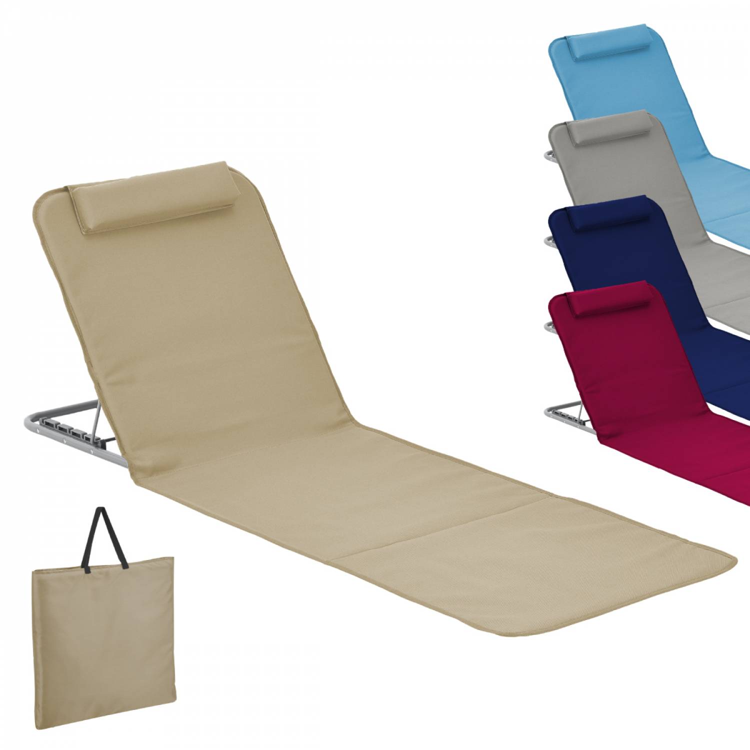 Linxor - Matelas, transat, tapis de plage avec dossier inclinable et sac de transport - Beige - Linxor - Image 2