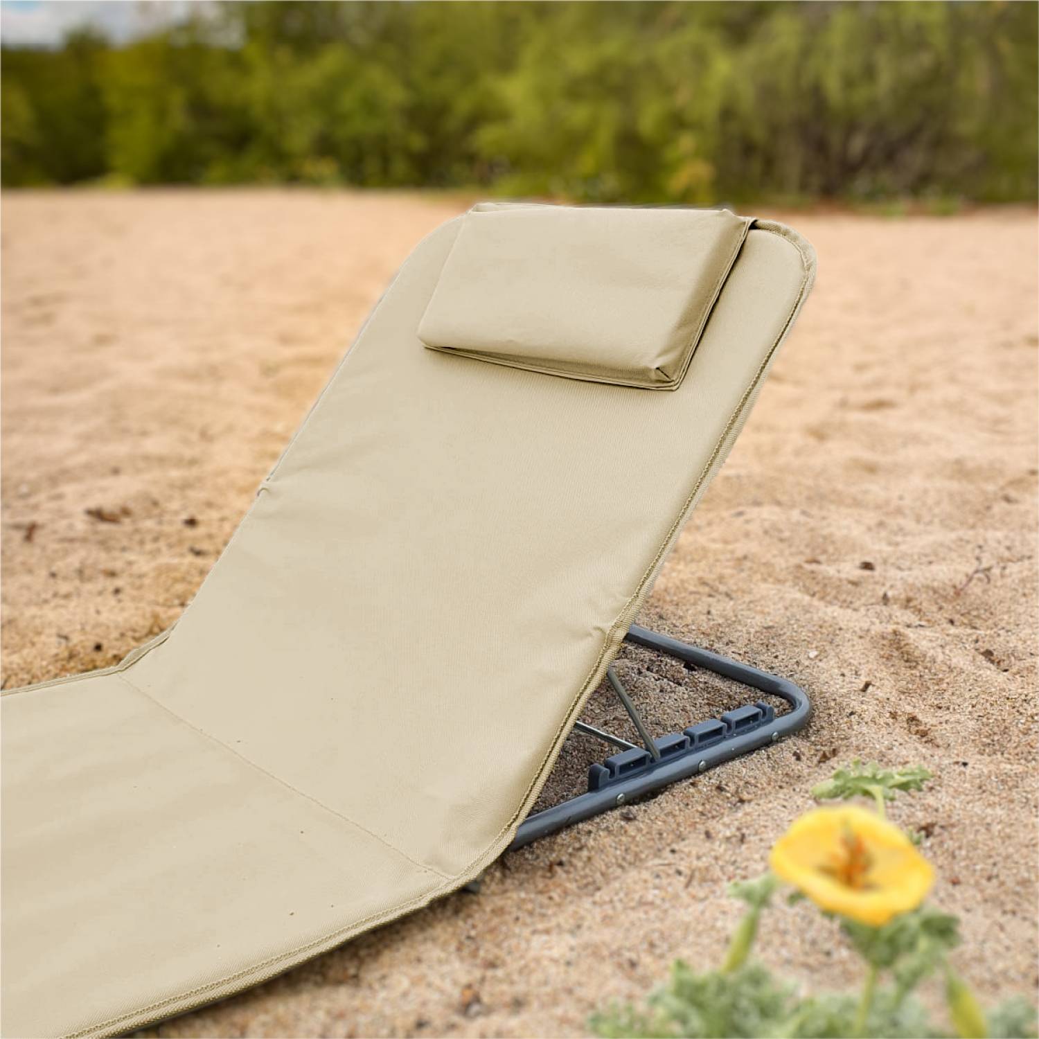 Linxor - Matelas, transat, tapis de plage avec dossier inclinable et sac de transport - Beige - Linxor - Image 9
