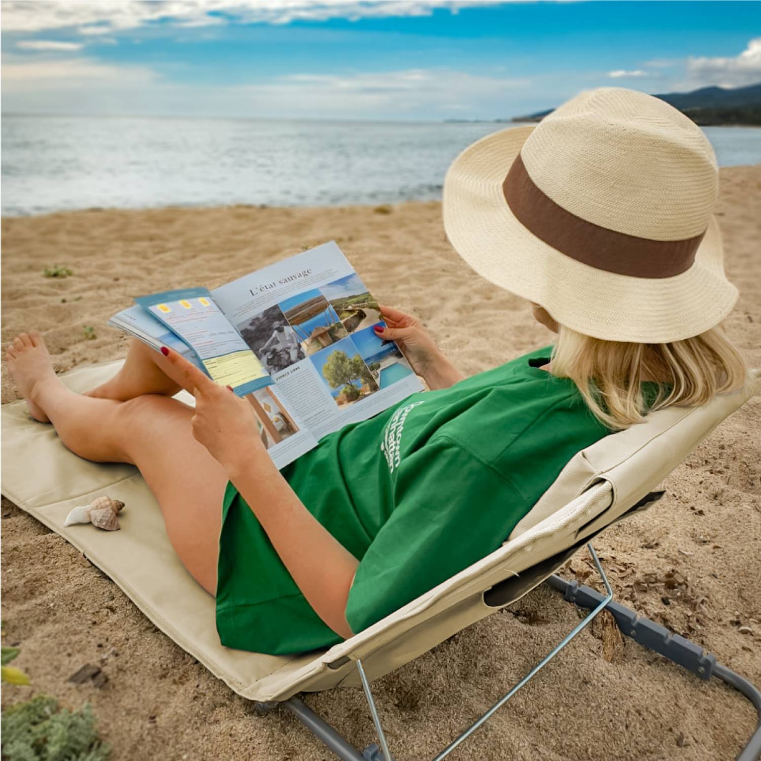 Linxor - Matelas, transat, tapis de plage avec dossier inclinable et sac de transport - Beige - Linxor - Image 6