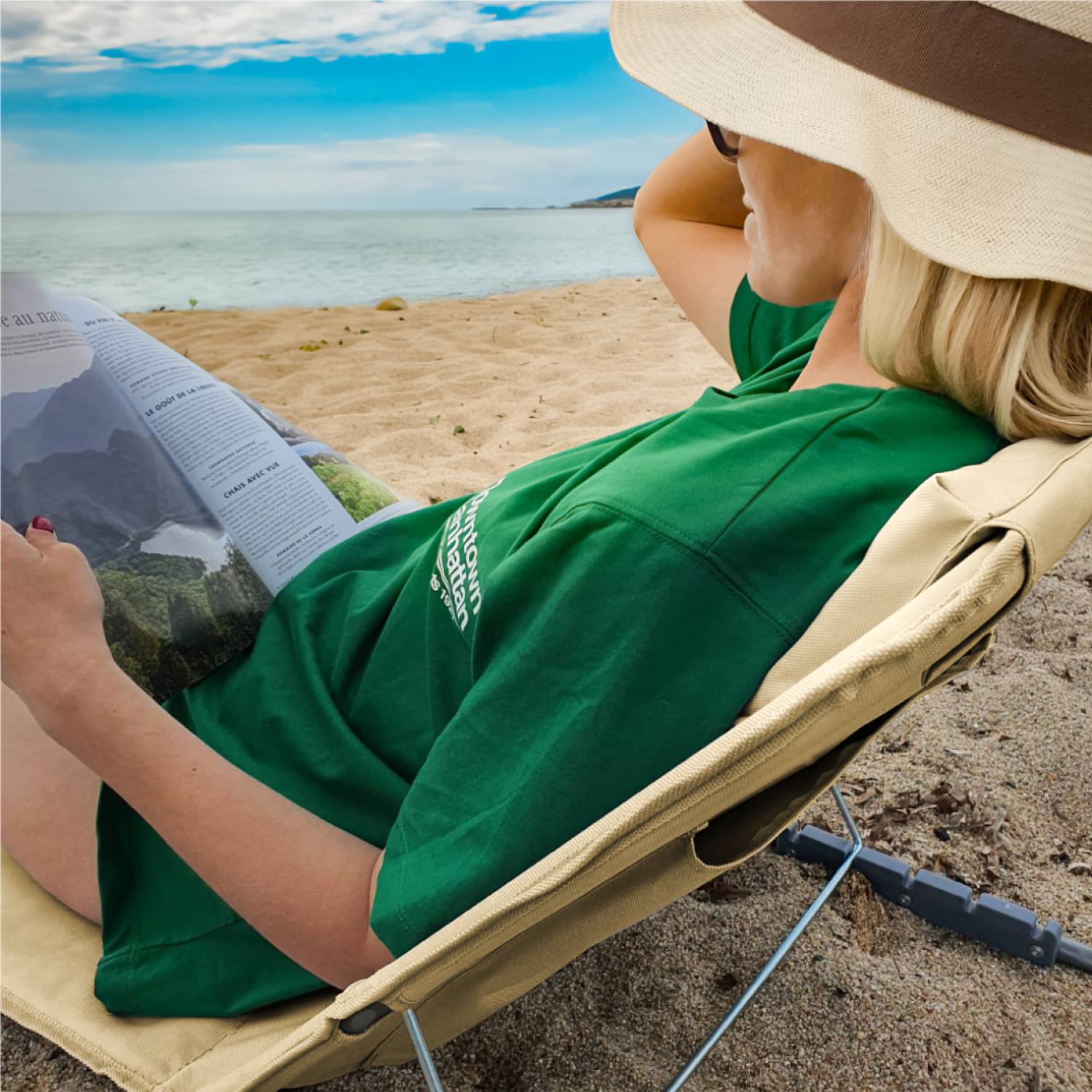 Linxor - Matelas, transat, tapis de plage avec dossier inclinable et sac de transport - Beige - Linxor - Image 8