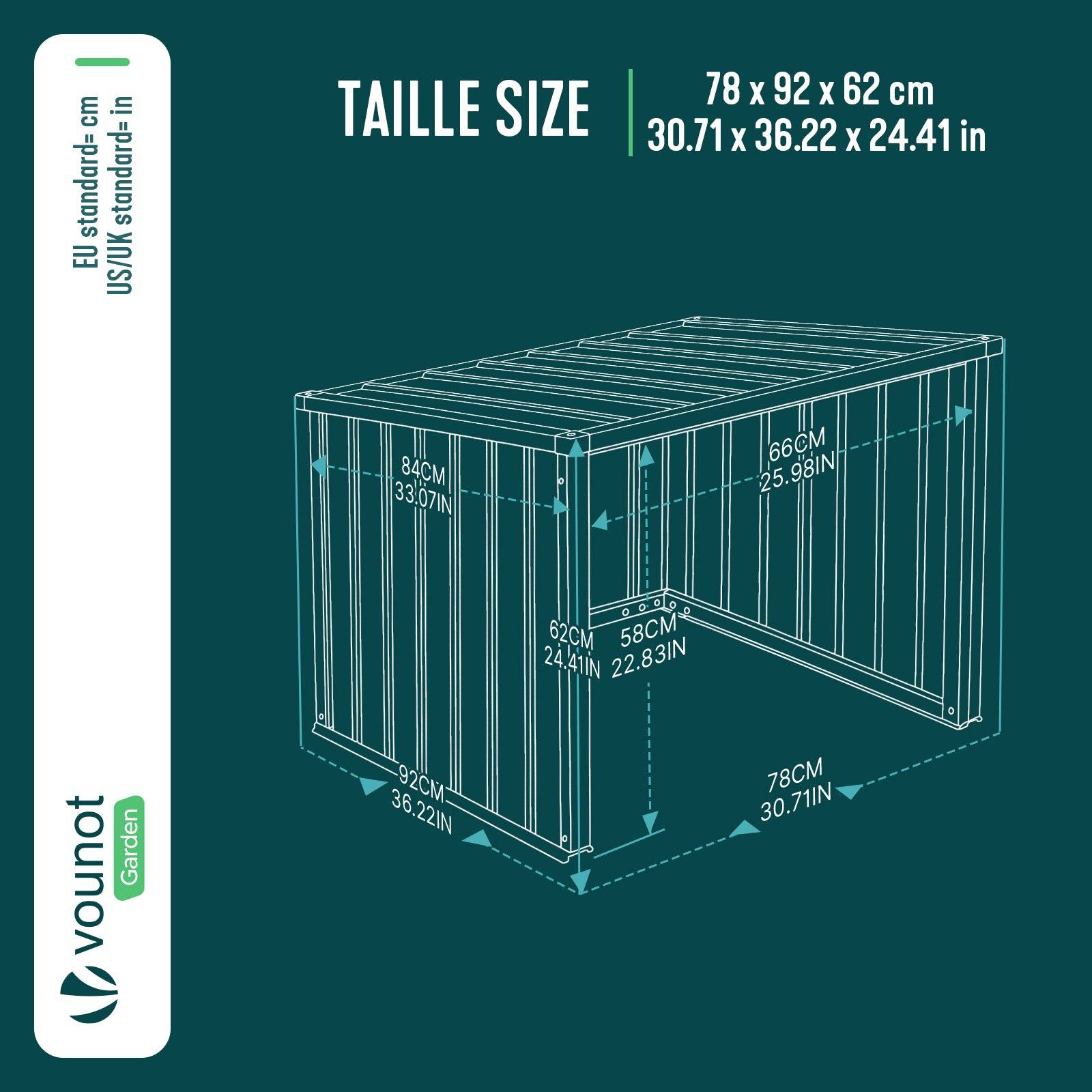 Vounot - Garage pour robot tondeuse en métal 78×92×62cm, Abri extérieur protection contre les intempéries et UV, Noir, VOUNOT® - Image 3