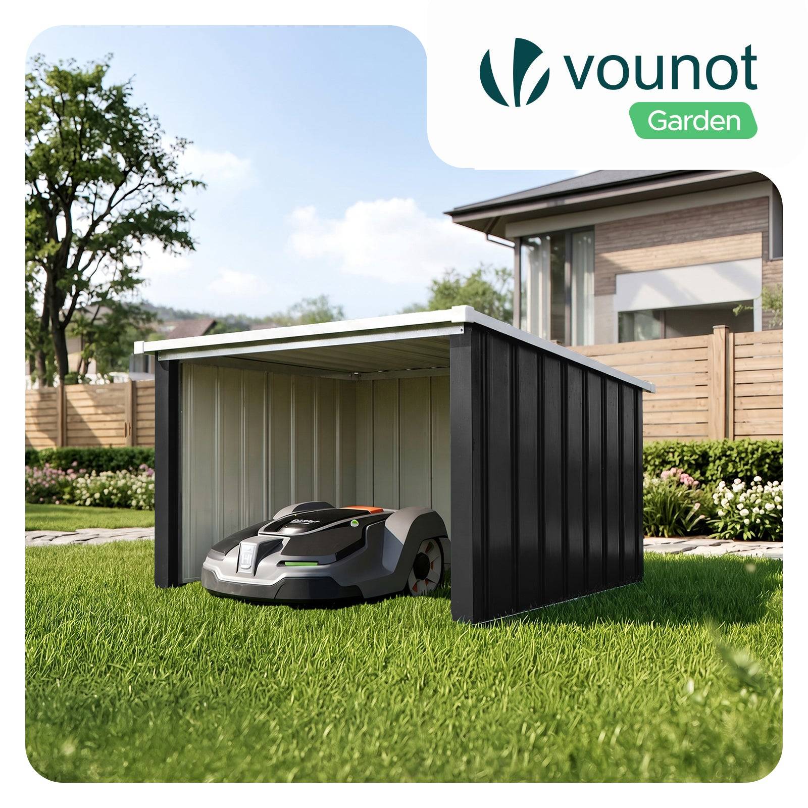 Vounot - Garage pour robot tondeuse en métal 78×92×62cm, Abri extérieur protection contre les intempéries et UV, Noir, VOUNOT® - Image 2
