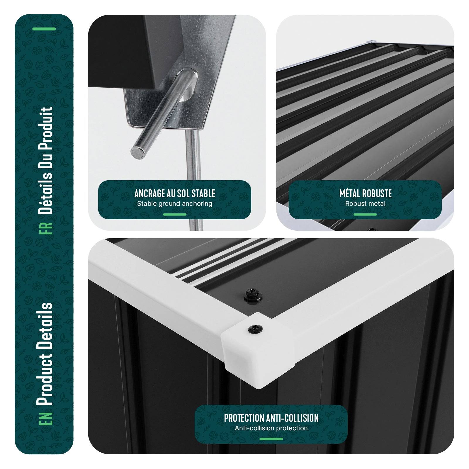 Vounot - Garage pour robot tondeuse en métal 78×92×62cm, Abri extérieur protection contre les intempéries et UV, Noir, VOUNOT® - Image 7