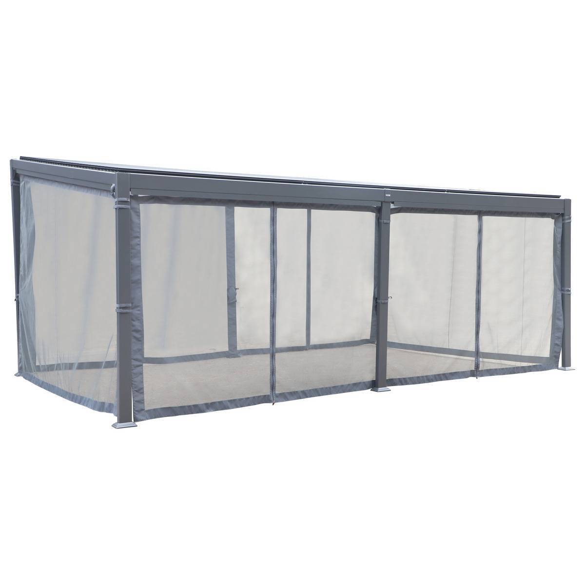 Hesperide - Moustiquaire pour pergola bioclimatique "Avila" graphite 6 x 3,5m en polyester Hespéride - Image 1