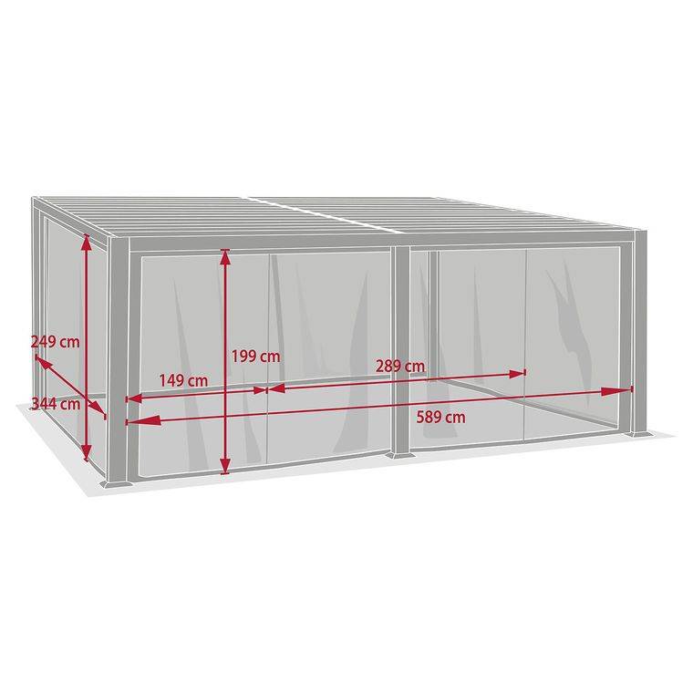 Hesperide - Moustiquaire pour pergola bioclimatique "Avila" graphite 6 x 3,5m en polyester Hespéride - Image 4