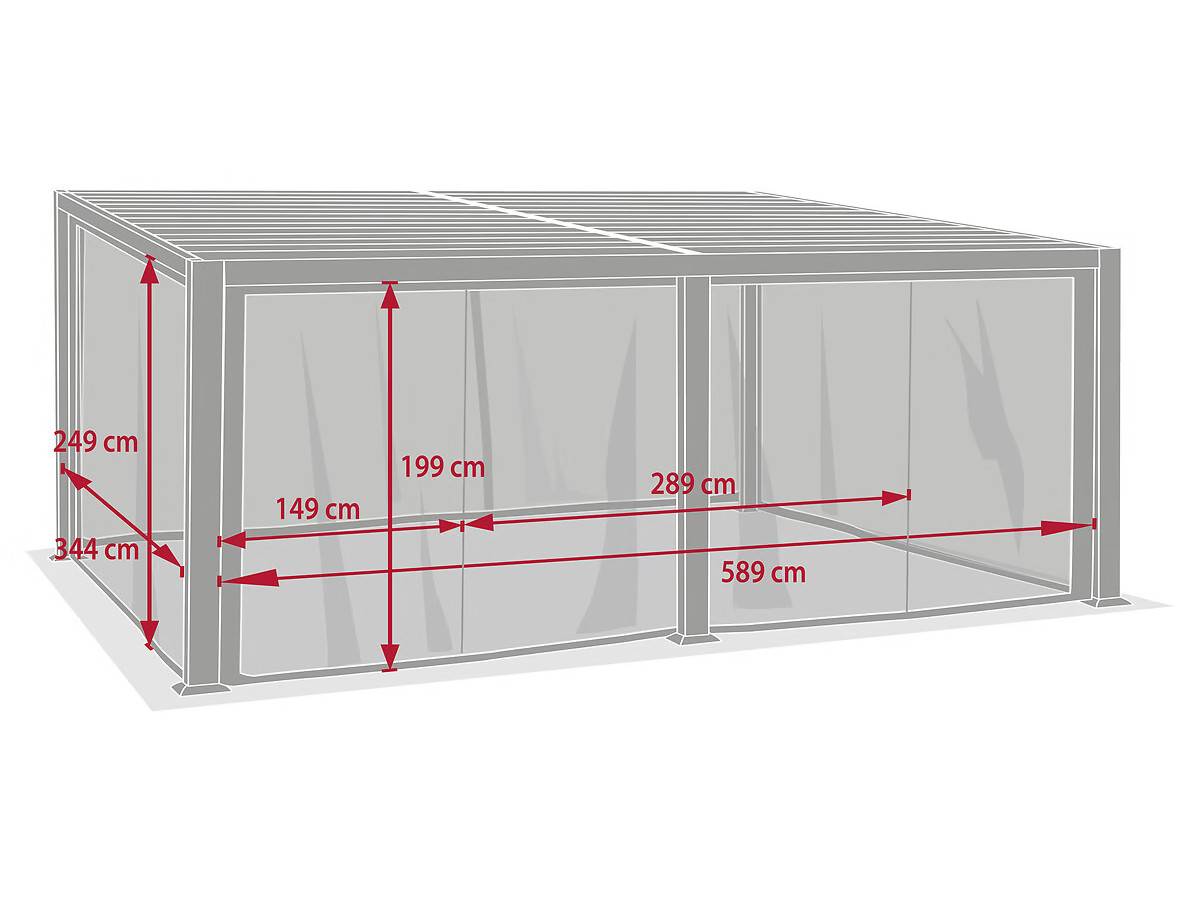 Hesperide - Moustiquaire pour pergola bioclimatique "Avila" graphite 6 x 3,5m en polyester Hespéride - Image 3