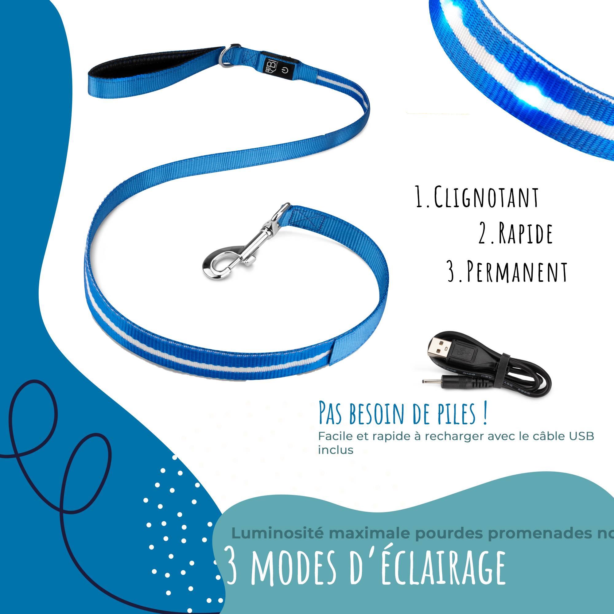 Bi International - Laisse pour chien [L'original] 1,2 m LED lumineux (Rouge) - BI International - Image 6