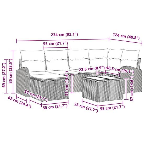 Salon Jardin Luxe 7 pcs Polyrotin Noir avec Table et Canapés Rangement pour Grande Terrasse Moderne – ComfortXL Outdoor Living - Image 6