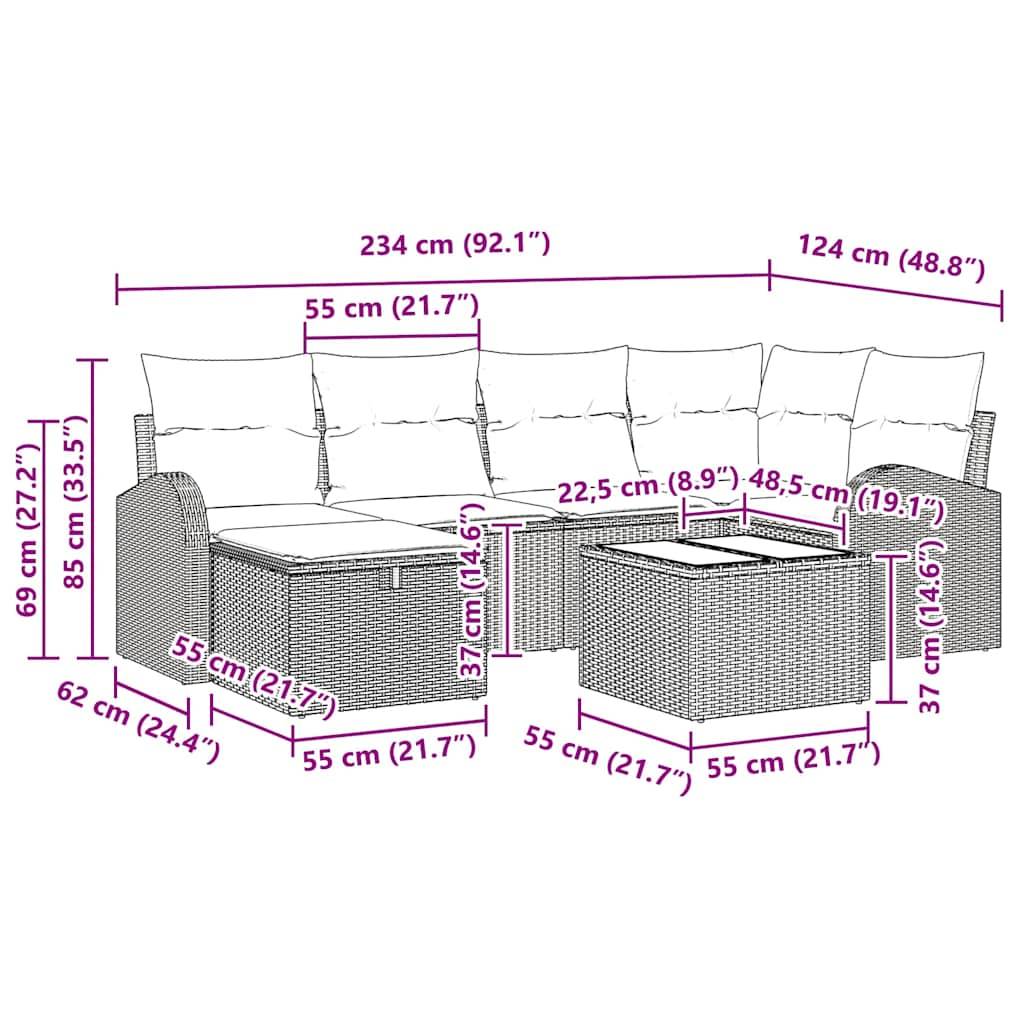 Salon Jardin Luxe 7 pcs Polyrotin Noir avec Table et Canapés Rangement pour Grande Terrasse Moderne – ComfortXL Outdoor Living - Image 6
