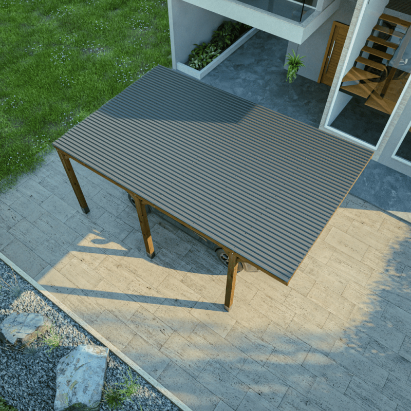 Cerland - CARPORT BOIS 1 VOITURE 16,5M² 6 POTEAUX 12X12 - Image 4
