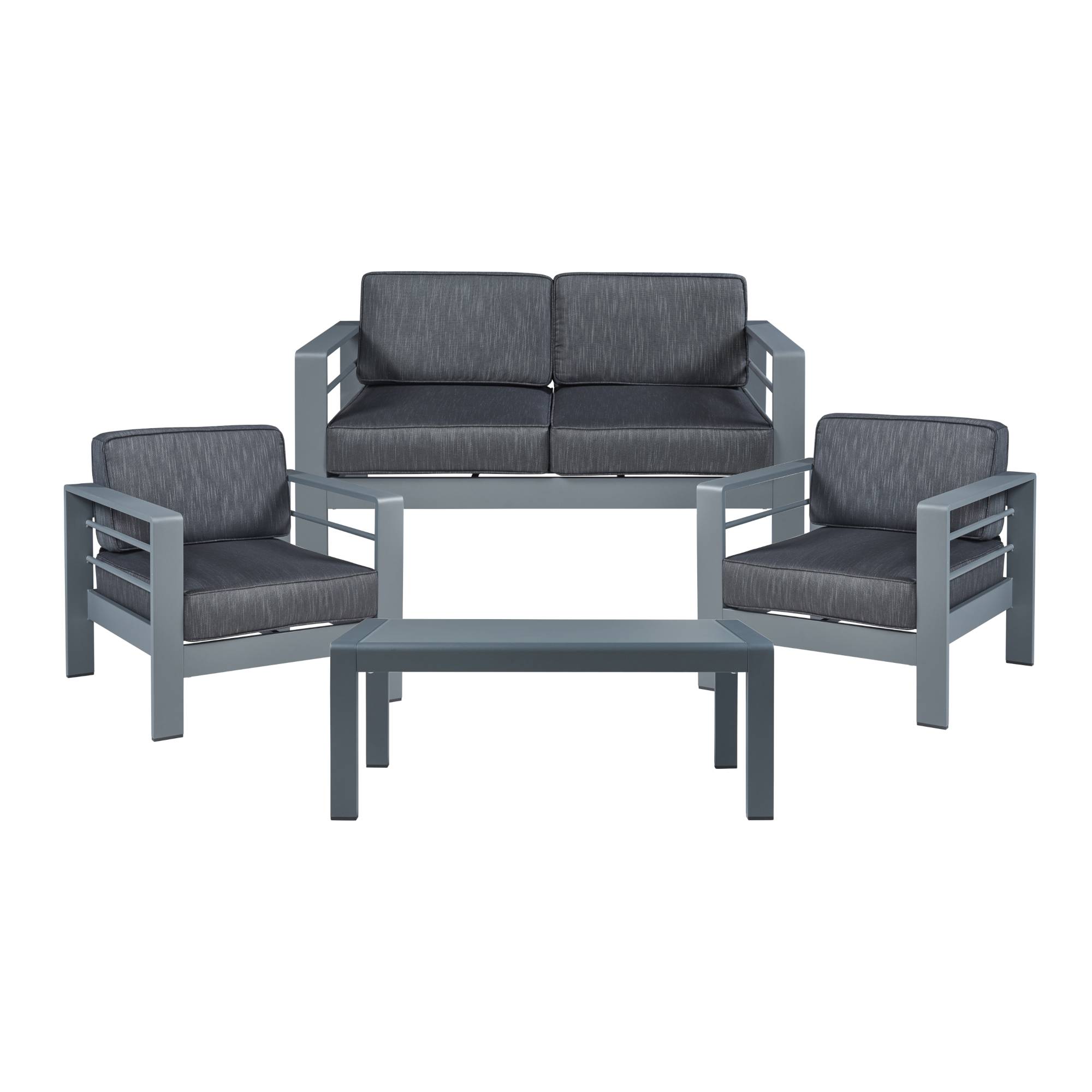 Casa.Pro - Salon de jardin 3 pièces Avise table basse fauteuil canapé anthracite gris foncé casa.pro - Image 1