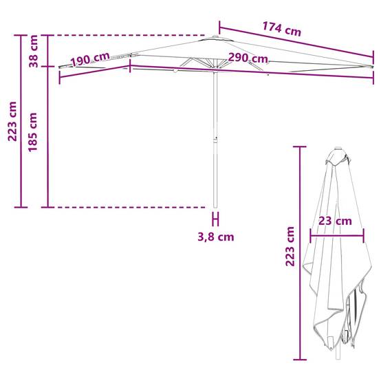 Parasol de jardin polyester anthracite 290 x 190 x 223 cm - PANGIVO - Image 7