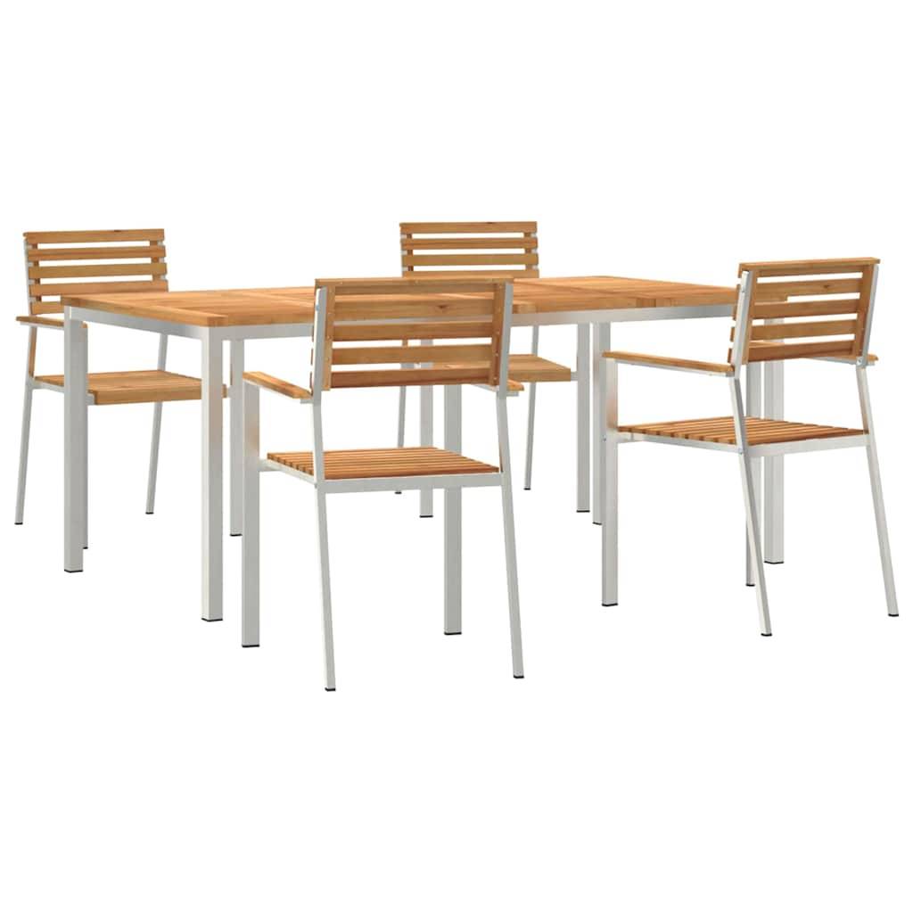 ComfortXL - Table et Chaises de Jardin en Teck Massif 4 Places Style Moderne pour Balcon Marron – ComfortXL Outdoor Living - Image 2