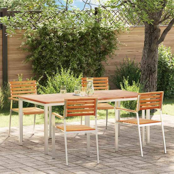 ComfortXL - Table et Chaises de Jardin en Teck Massif 4 Places Style Moderne pour Balcon Marron – ComfortXL Outdoor Living - Image 1