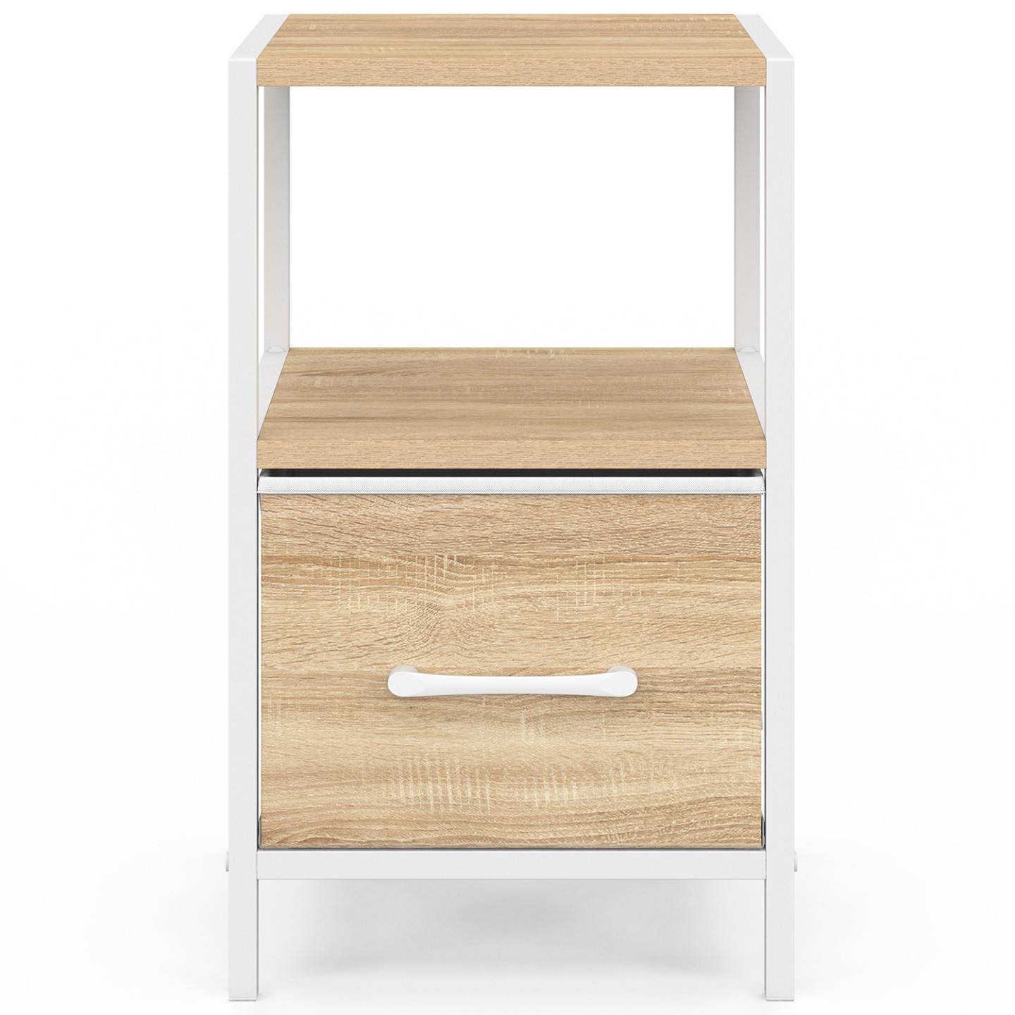 IDMARKET - Lot de 2 tables de chevet UTAH 1 tiroir et 1 niche bois et blanc - Image 3