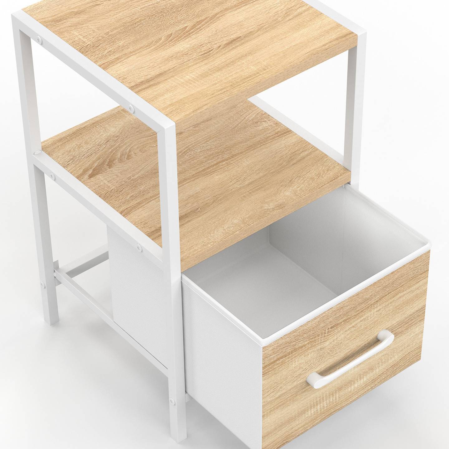 IDMARKET - Lot de 2 tables de chevet UTAH 1 tiroir et 1 niche bois et blanc - Image 5
