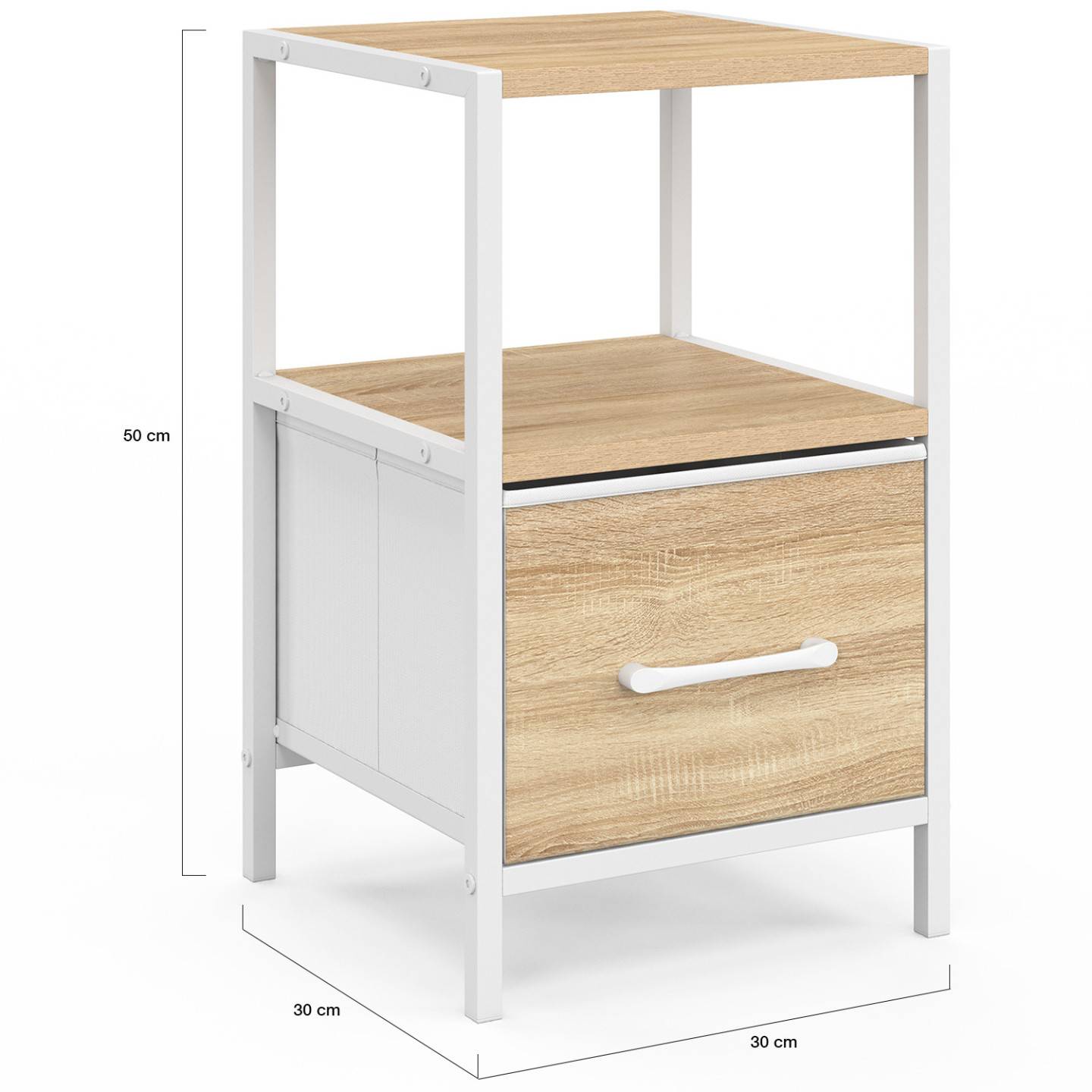 IDMARKET - Lot de 2 tables de chevet UTAH 1 tiroir et 1 niche bois et blanc - Image 4