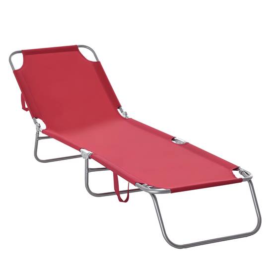 Transat de jardin pliable avec dossier réglable 5 positions, charge maximale 120 kg, pour terrasse, 187 x 55 x 24 cm, bordeaux - Image 1
