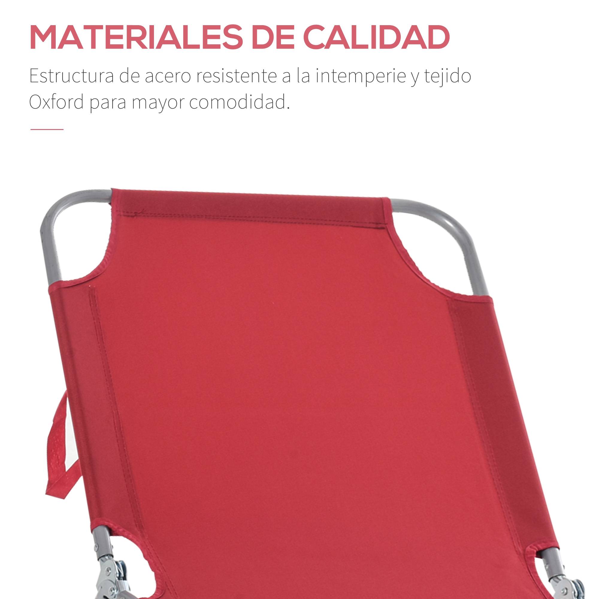 Transat de jardin pliable avec dossier réglable 5 positions, charge maximale 120 kg, pour terrasse, 187 x 55 x 24 cm, bordeaux - Image 8
