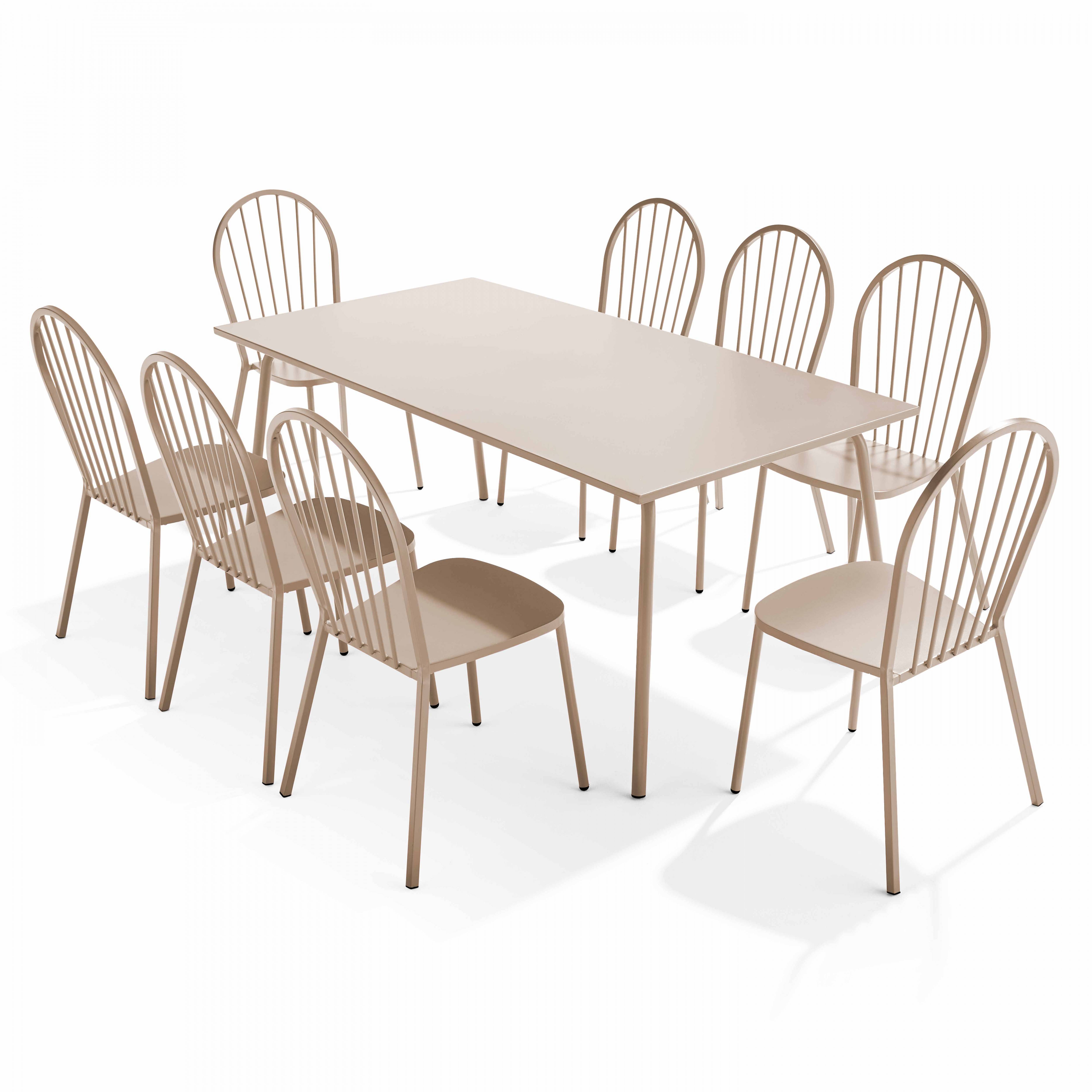 Oviala - Ensemble table de jardin et 8 chaises bistrot en acier taupe Honfleur - Oviala - Image 1