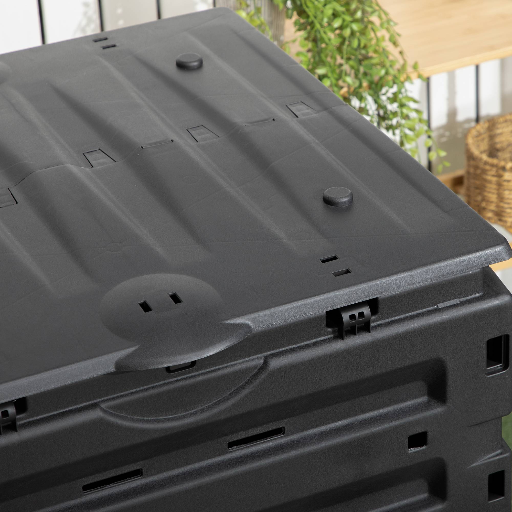 ComfortXL - Composteur de jardin PP noir 450 L 71 x 69 x 103 cm extérieur 80 aérations - ComfortXL Outdoor Living - Image 10