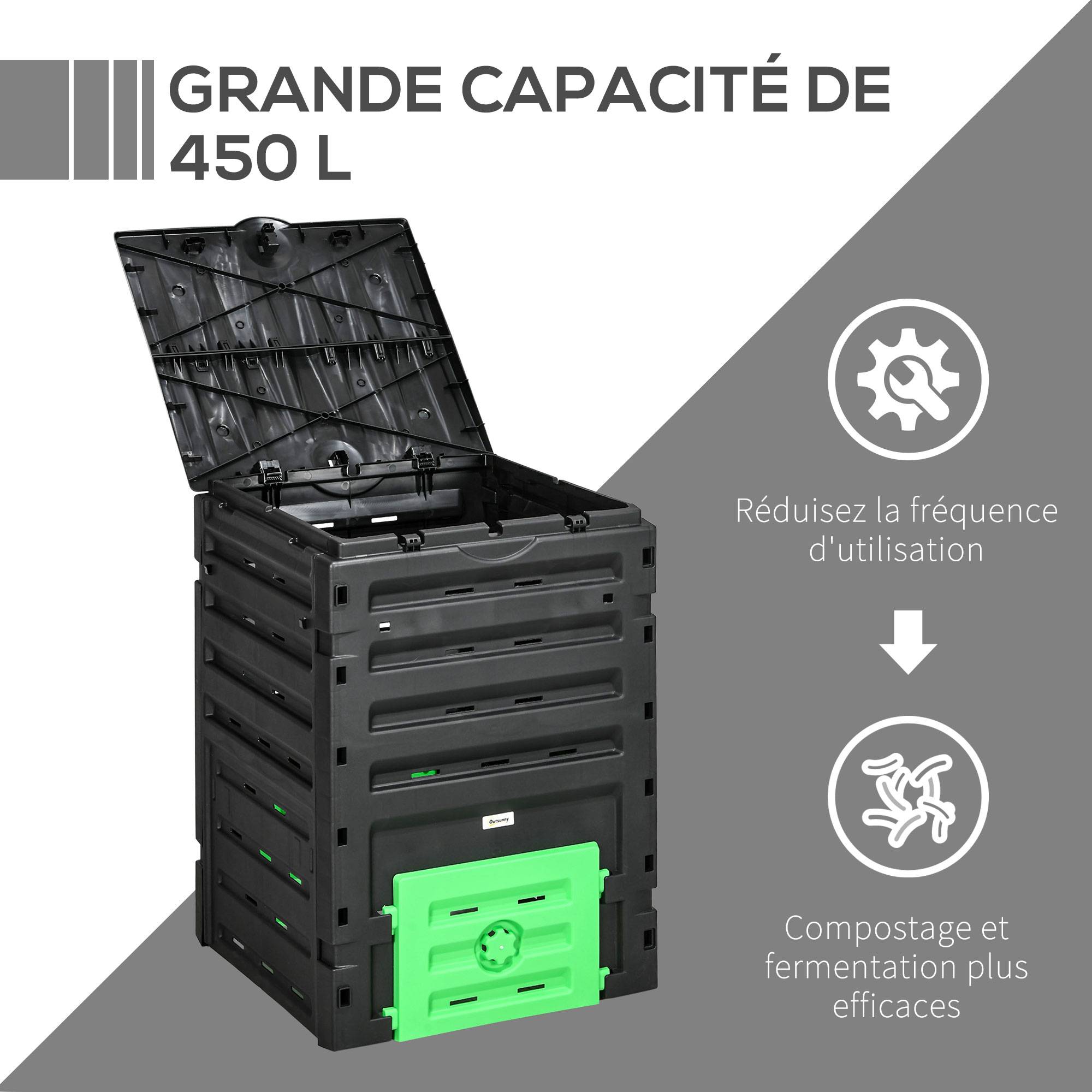 ComfortXL - Composteur de jardin PP noir 450 L 71 x 69 x 103 cm extérieur 80 aérations - ComfortXL Outdoor Living - Image 5