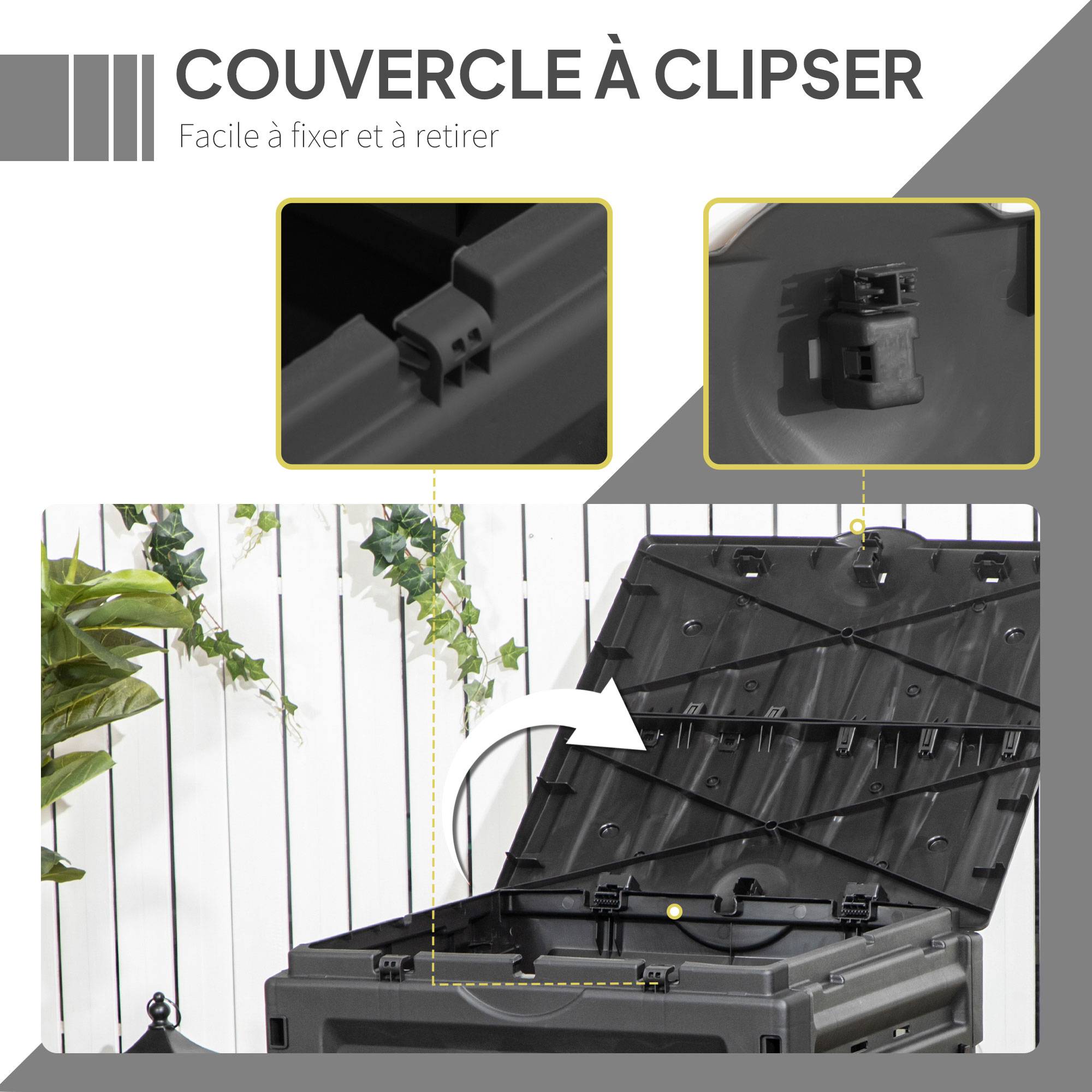 ComfortXL - Composteur de jardin PP noir 450 L 71 x 69 x 103 cm extérieur 80 aérations - ComfortXL Outdoor Living - Image 8