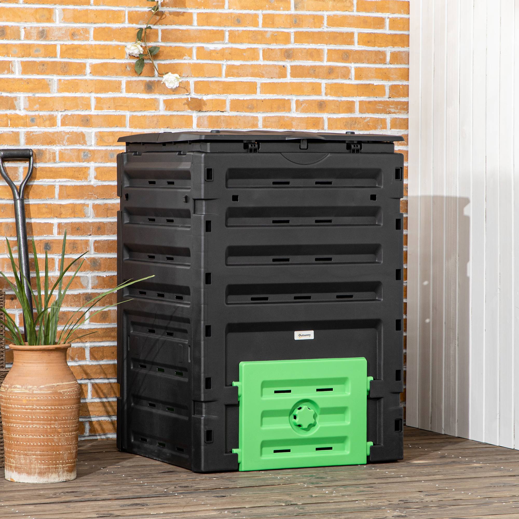 ComfortXL - Composteur de jardin PP noir 450 L 71 x 69 x 103 cm extérieur 80 aérations - ComfortXL Outdoor Living - Image 3