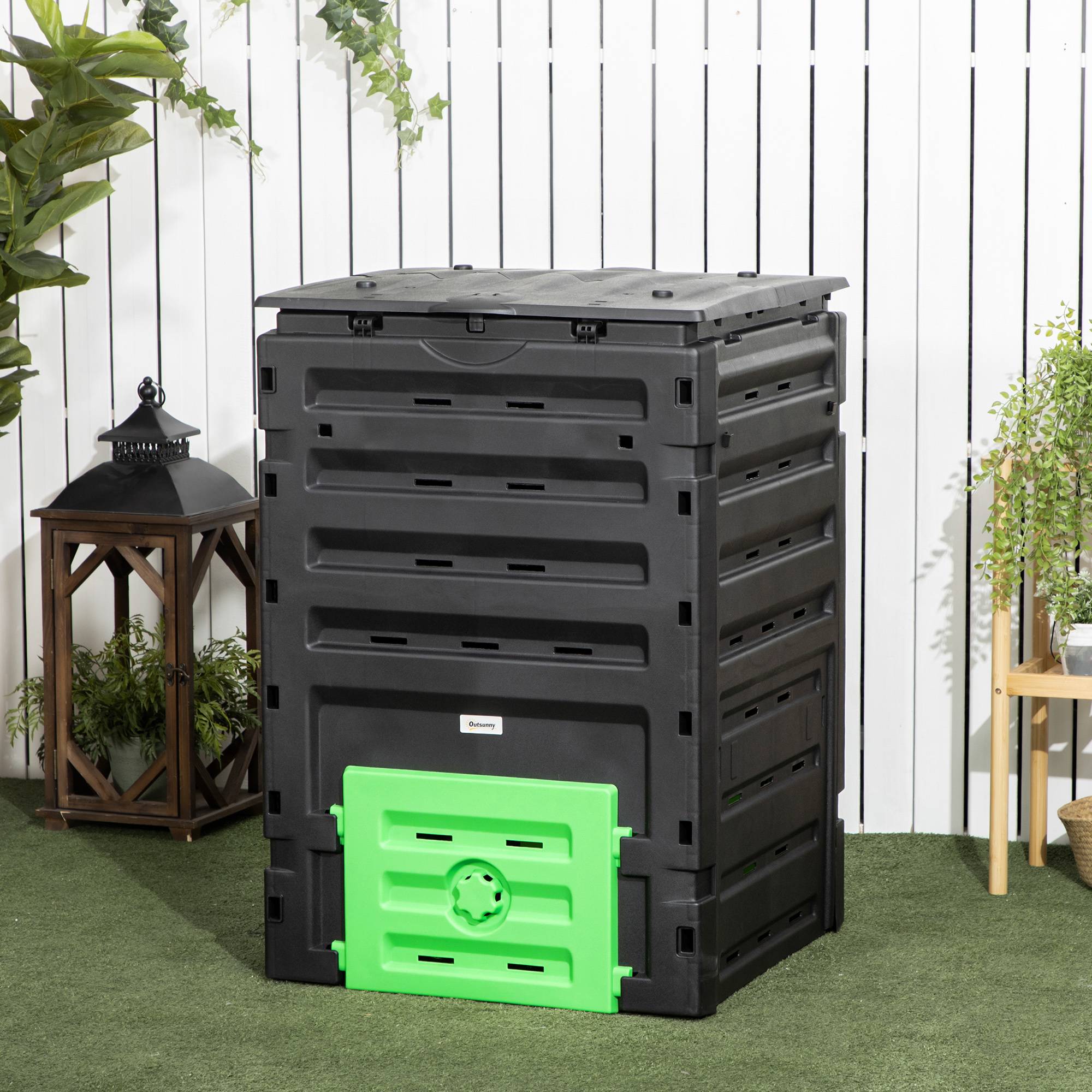 ComfortXL - Composteur de jardin PP noir 450 L 71 x 69 x 103 cm extérieur 80 aérations - ComfortXL Outdoor Living - Image 2