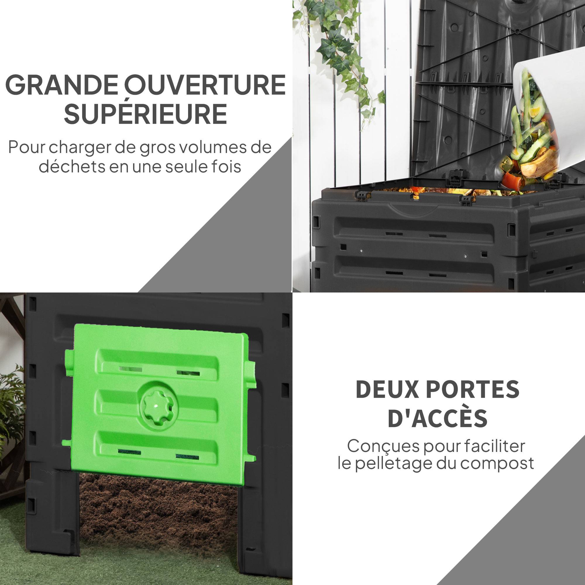 ComfortXL - Composteur de jardin PP noir 450 L 71 x 69 x 103 cm extérieur 80 aérations - ComfortXL Outdoor Living - Image 7