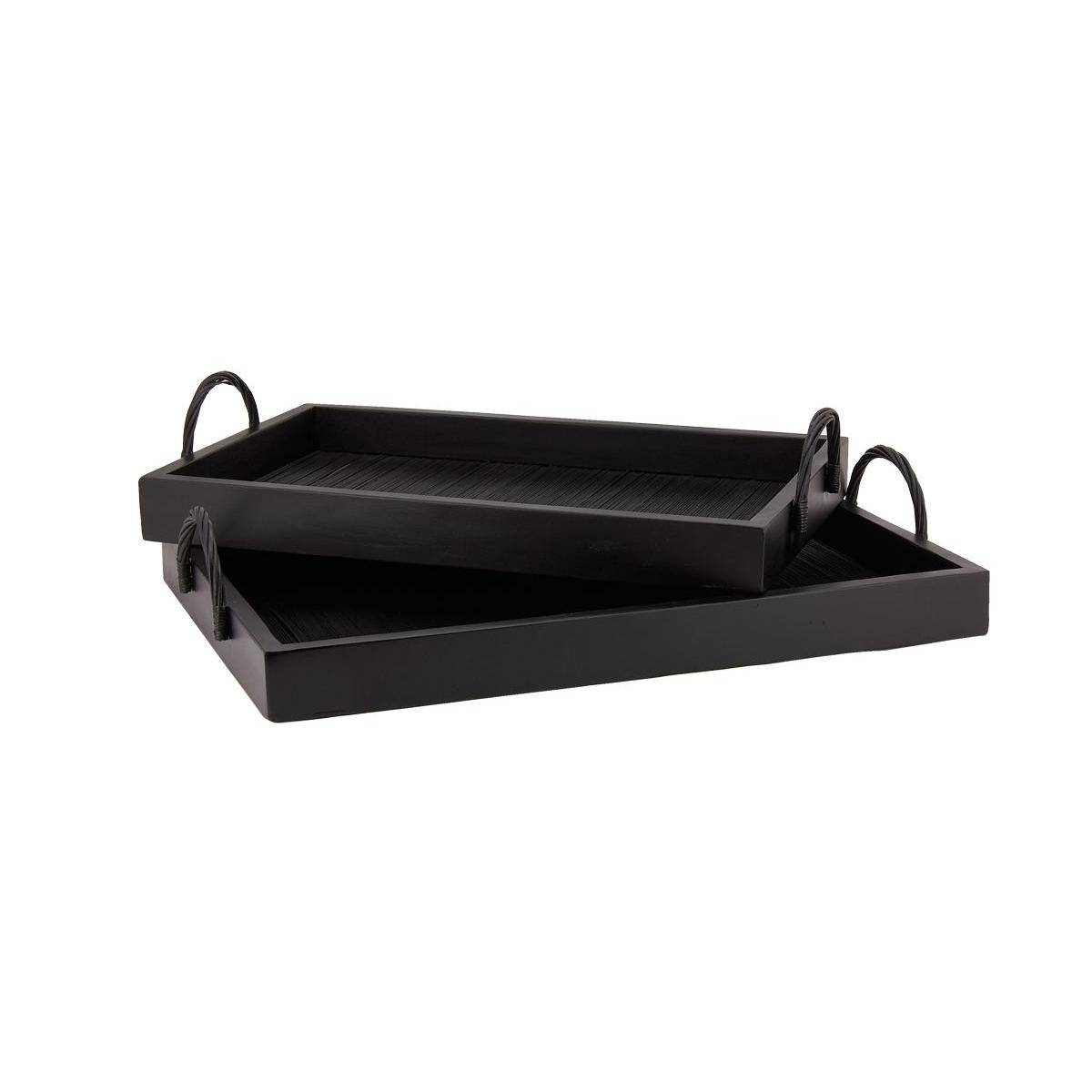 Aubry Gaspard - Plateaux en bambou et bois s (Lot de 2) - Image 1