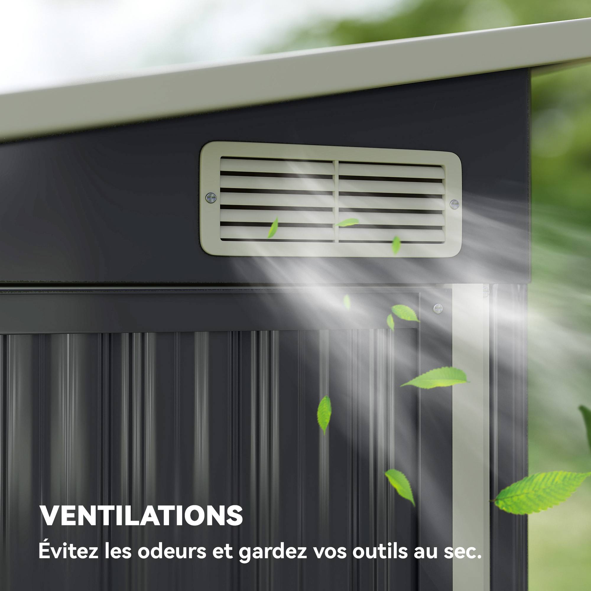 ComfortXL - Cabane de jardin métal acier galvanisé stockage outils 234x132x185cm gris foncé - ComfortXL Outdoor Living - Image 9