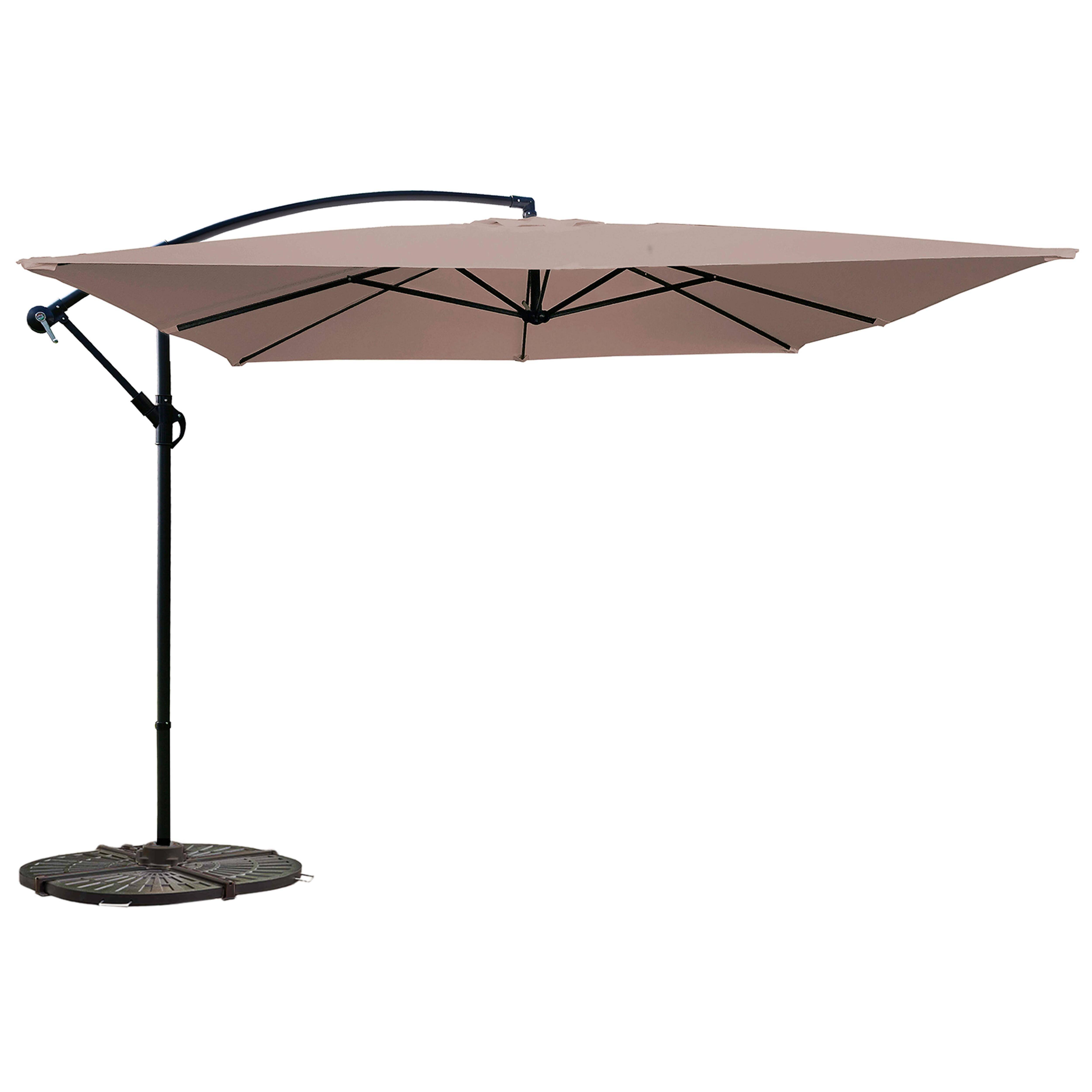 Oviala - Parasol déporté 3x3m et 4 dalles à lestées acier taupe Genova - Oviala