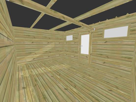 ABRI DE JARDIN bois autoclave 27mm - 4,34x3,44m / 15m2 - Bac acier - Plancher bois - Image 5