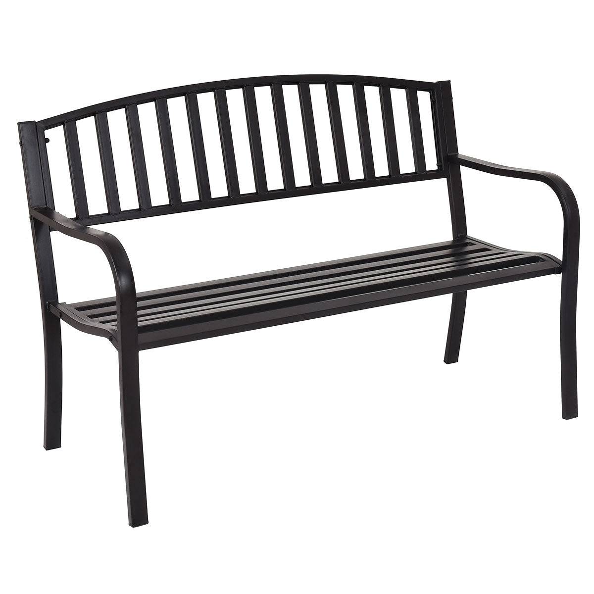 Helloshop26 - Banc de jardin 3 personnes extérieur en acier 127 x 60 x 87 cm noir - Image 1