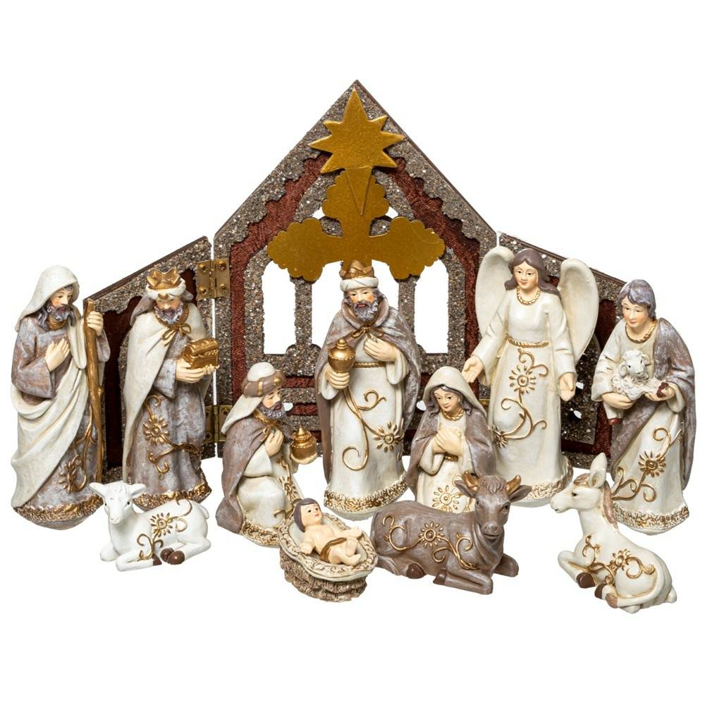 Sans Marque - Crèche de Noël moderne complète avec santons - Image 1