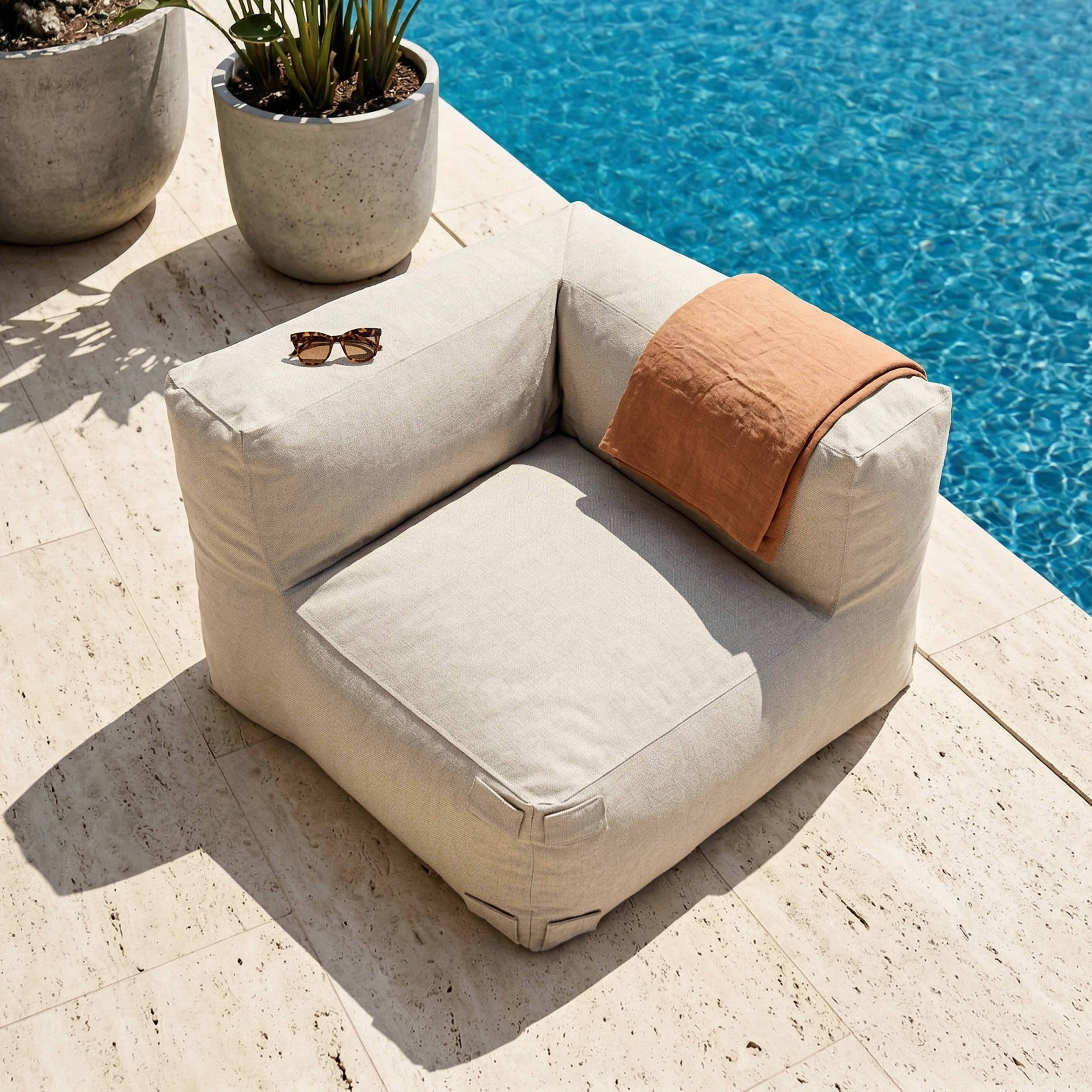 Oviala - Fauteuil d'angle pour canapé modulable beige Mixi - Oviala - Image 3