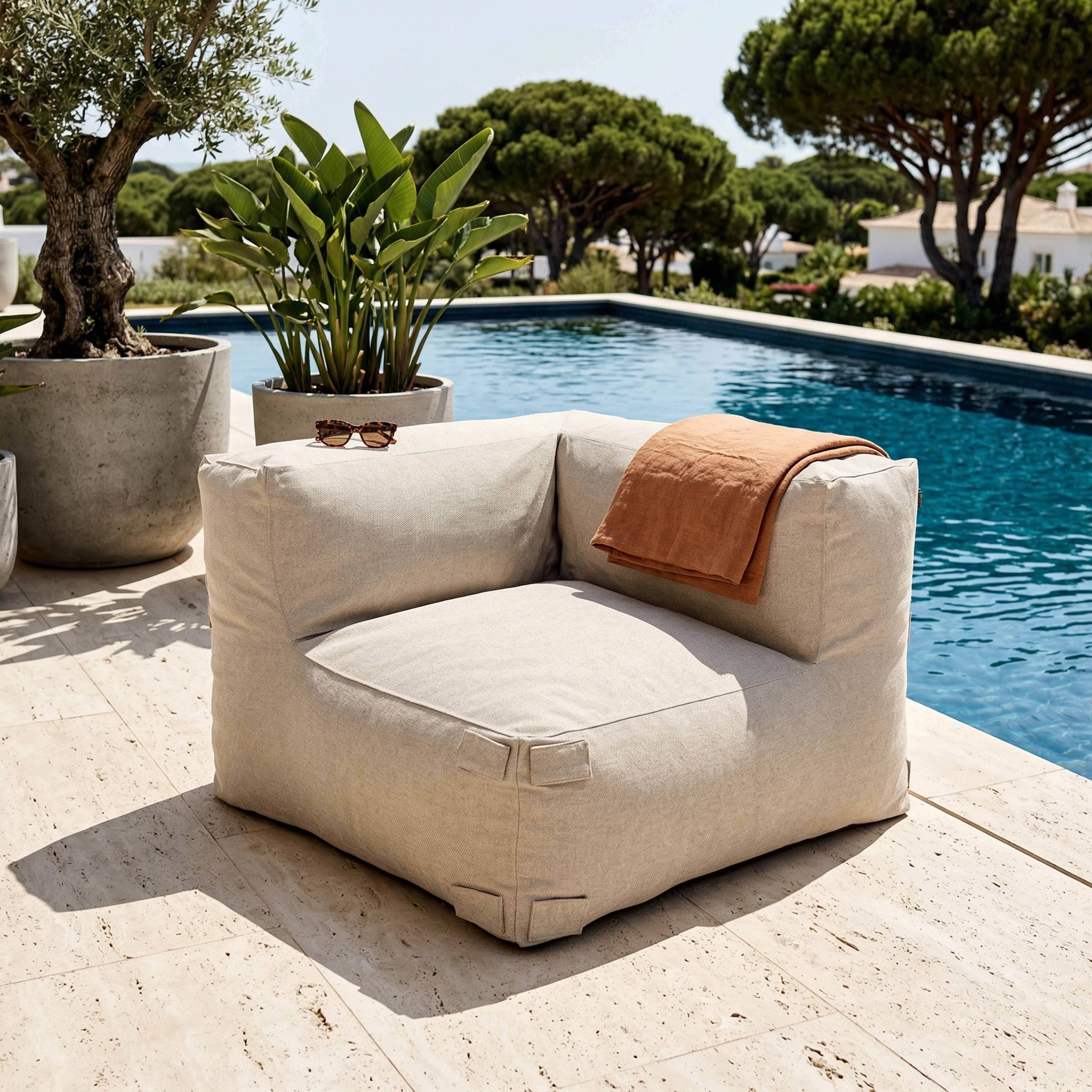 Oviala - Fauteuil d'angle pour canapé modulable beige Mixi - Oviala - Image 1