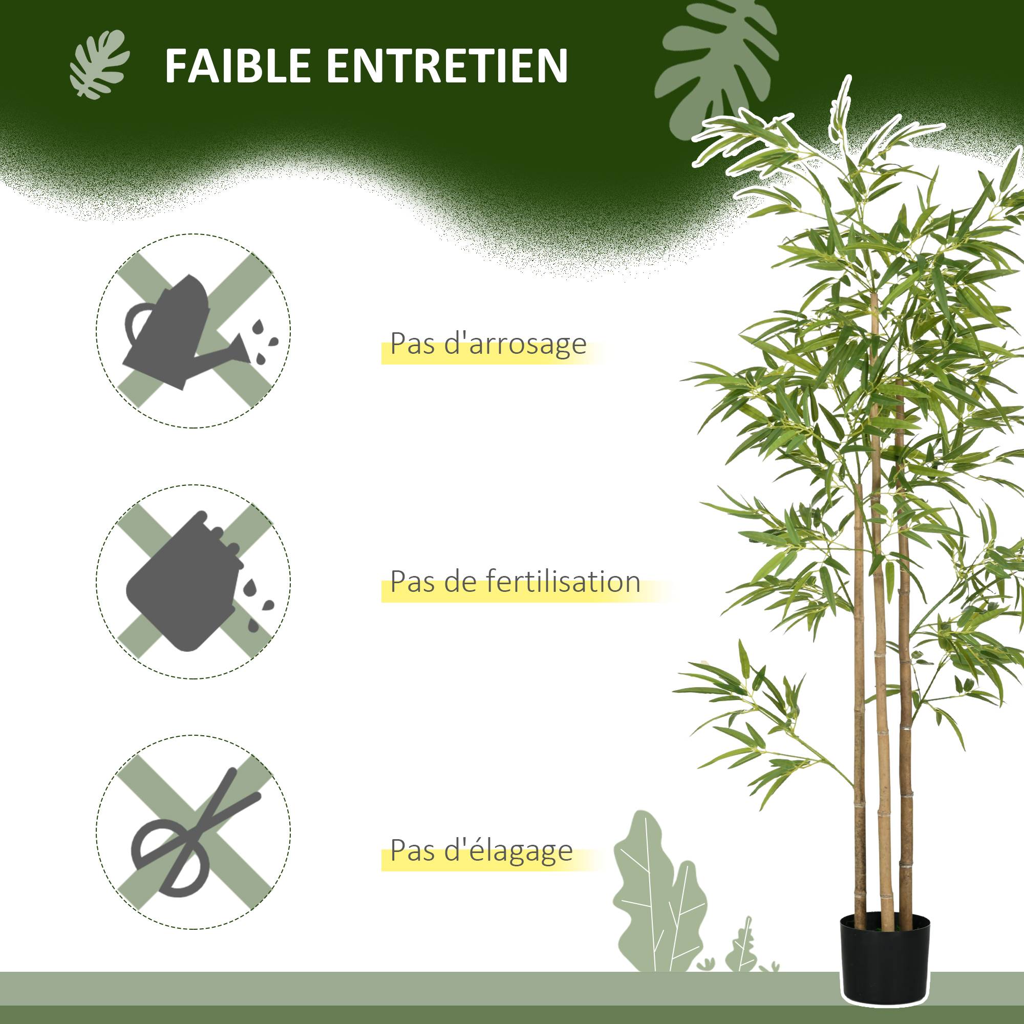 Plante artificielle Bambou arbre artificiel hauteur 180 cm avec pot, décoration interieur, très réaliste - Image 7