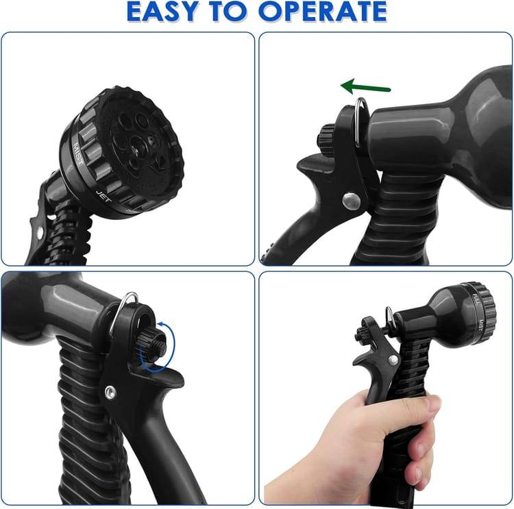 Tuyau d'arrosage extensible de 22,5 m - Avec 7 jets - Anti-fuite - Convient aux jardins et aux stations de lavage - Noir-Lytech - Image 2