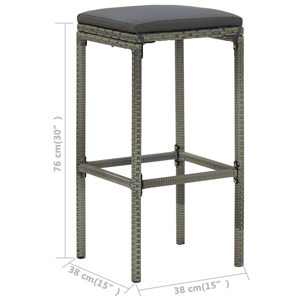 Vidaxl - Ensemble de bar de jardin 9 pcs et coussins Résine tressée Gris vidaXL 3064791 - Image 3