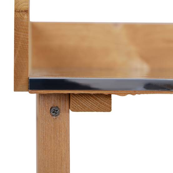 Table de Rempotage en Bois de Sapin Pré-Huilé, Plateau Acier Galvanisé, 2 Étagères et 3 Crochets - Image 10